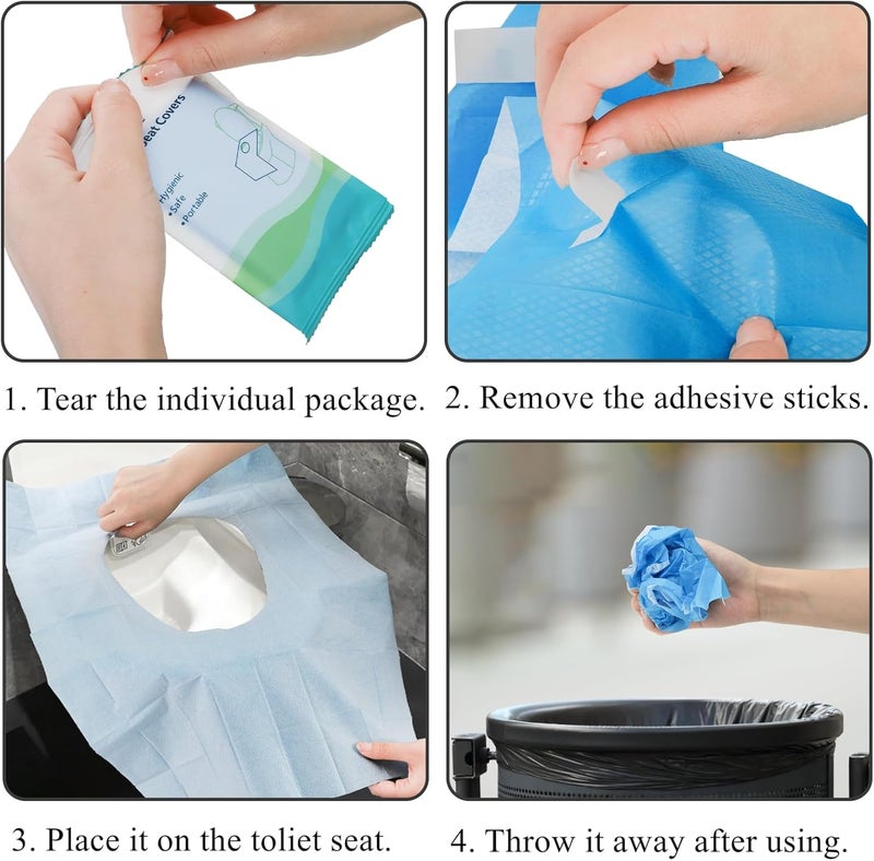 Tebery 100 Pack Toilet Seat Covers Disposable, Individually Wrapped Travel Toilet Cover, Extra Large Potty Seat Liners Portable, Waterproof Potty Training Shield for Public Restroom, Trip, Outdoors - Image 5